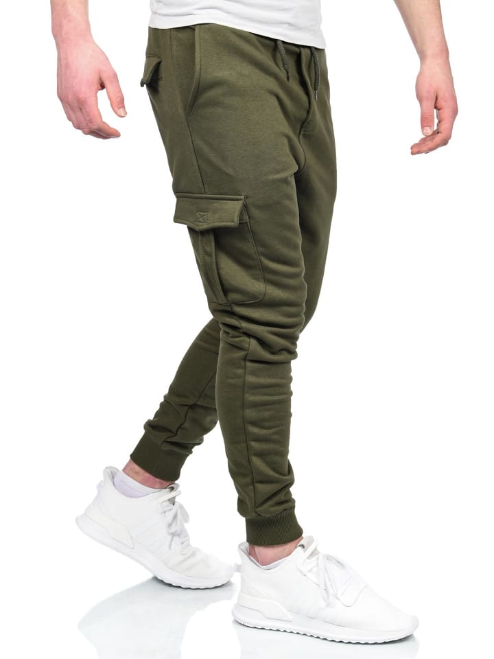 Jogginghose Alessandro Salvarini Herren Jogging Cargo Hose AS271 in Olive