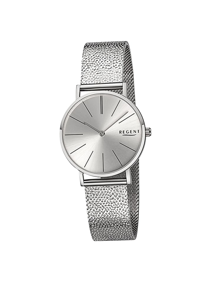 Armbanduhr-Analog silber mittel (ca. 32mm) Regent Metallarmband