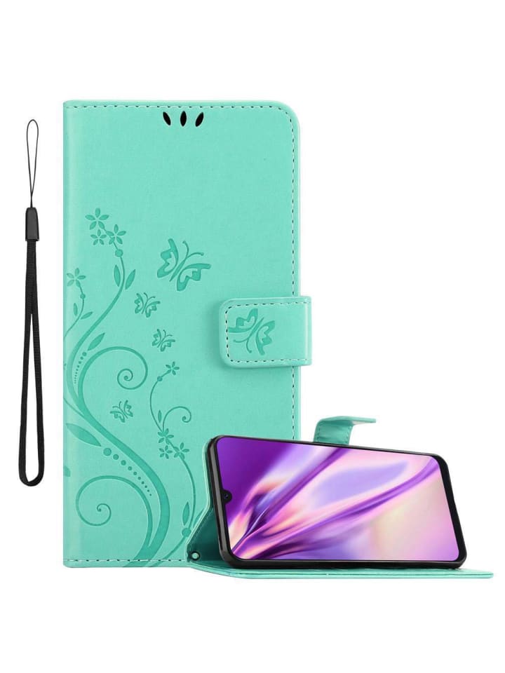 Hülle für Samsung Galaxy A50 4G/A50s/ A30s Blumen in FLORAL TÜRKIS