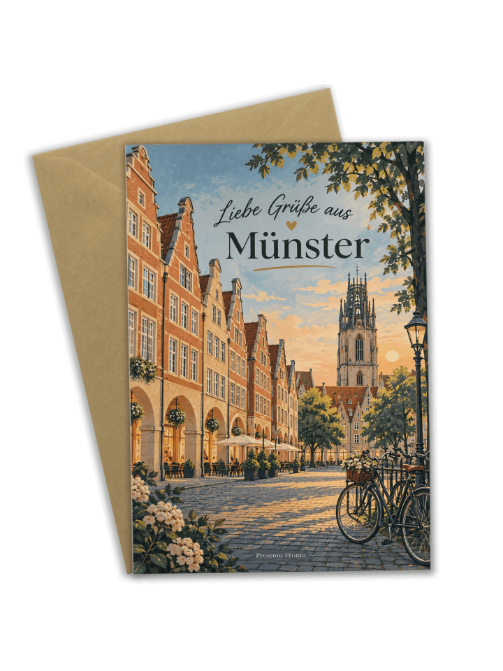 Glückwunschkarte Stadt einladend Design mit Spruch in Weiß