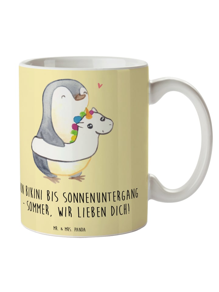 Tasse Sommer Meer Strand mit Spruch in Gelb Pastell