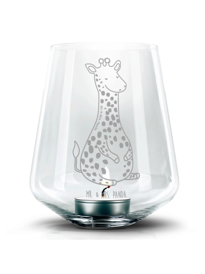 Glas Windlicht Giraffe Zufrieden ohne Spruch in Transparent