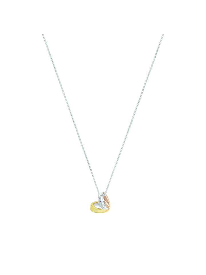 Kette mit Anhänger Silber 925, rhodiniert+gelbvergoldet+rosévergoldet in Gold