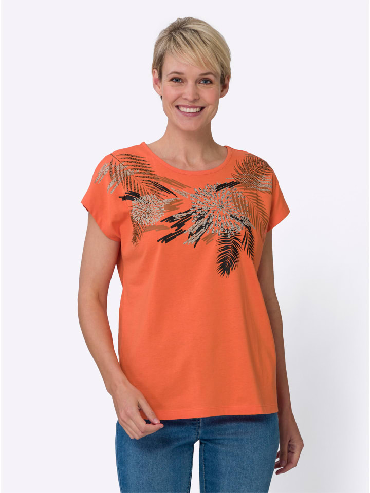 Kurzarm-Shirt in orange-cognac