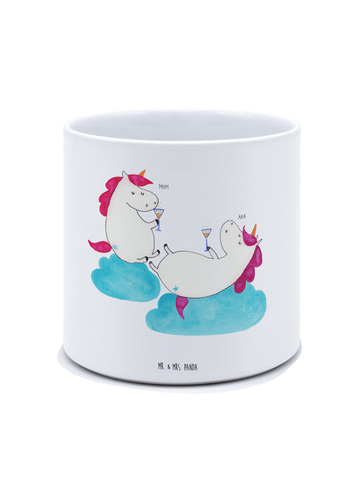 Blumentopf Einhorn Sekt ohne Spruch in Weiß