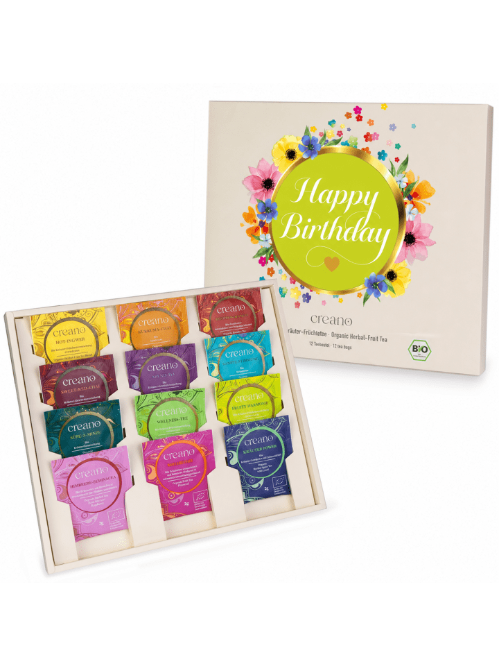 Bio Kräutertee Geschenkset, Happy Birthday, 12x Bio-Teebeutel 24g