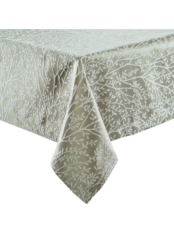 Jacquard, Baumwollmischung, Gewebt Tischdecke Malaga in taupe