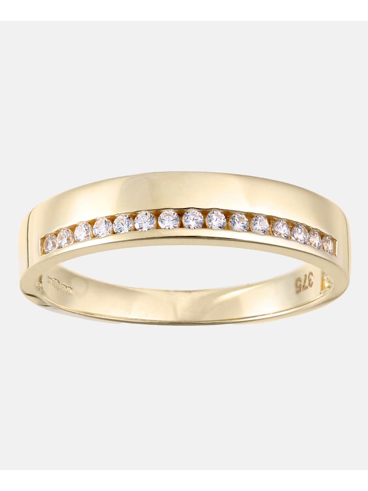 Ehering aus 375 Gelbgold mit Zirkonia