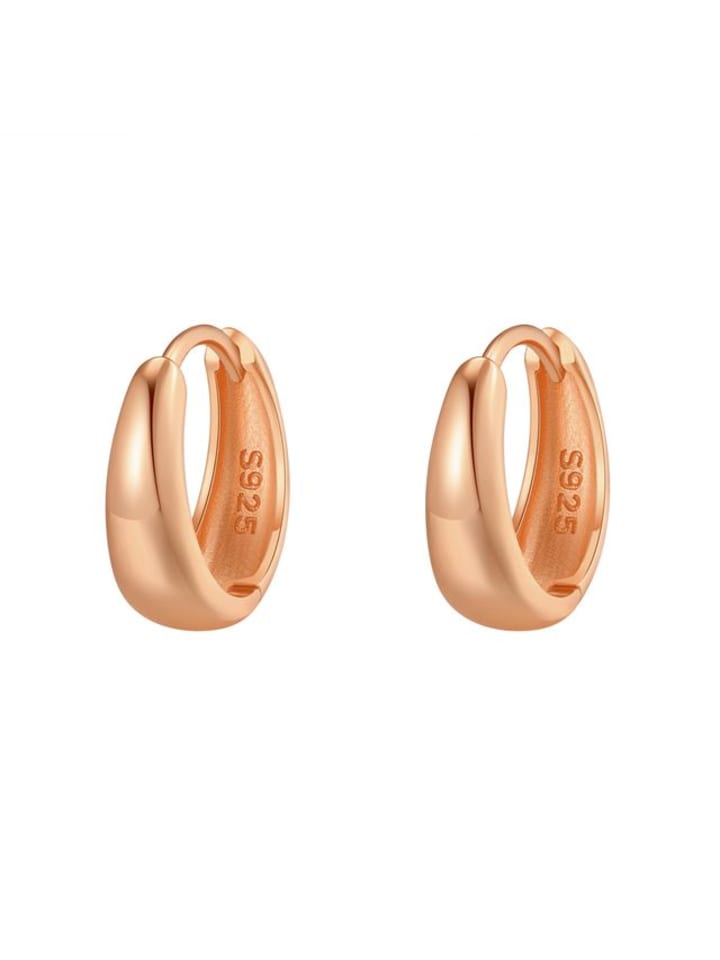 Vergold. Kleine gewölbte Creolen aus Sterling Silber in Roségold