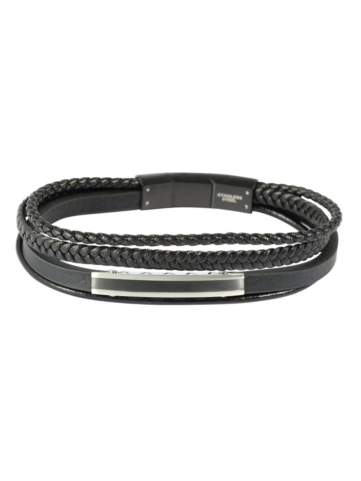 Herren Armband – Lederarmband aus Leder 21 cm in schwarz