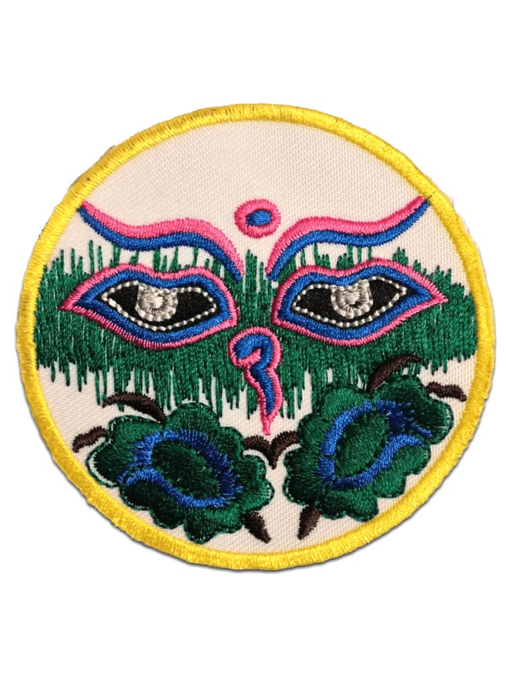 Om Symbol Spirituell Hindu MeditationApplikation Bügelbild inGrün