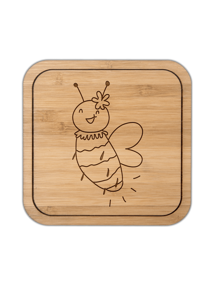 Coaster Biene Blume ohne Spruch in Transparent