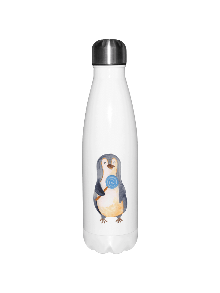 Trinkflasche Pinguin Lolli ohne Spruch in Weiß