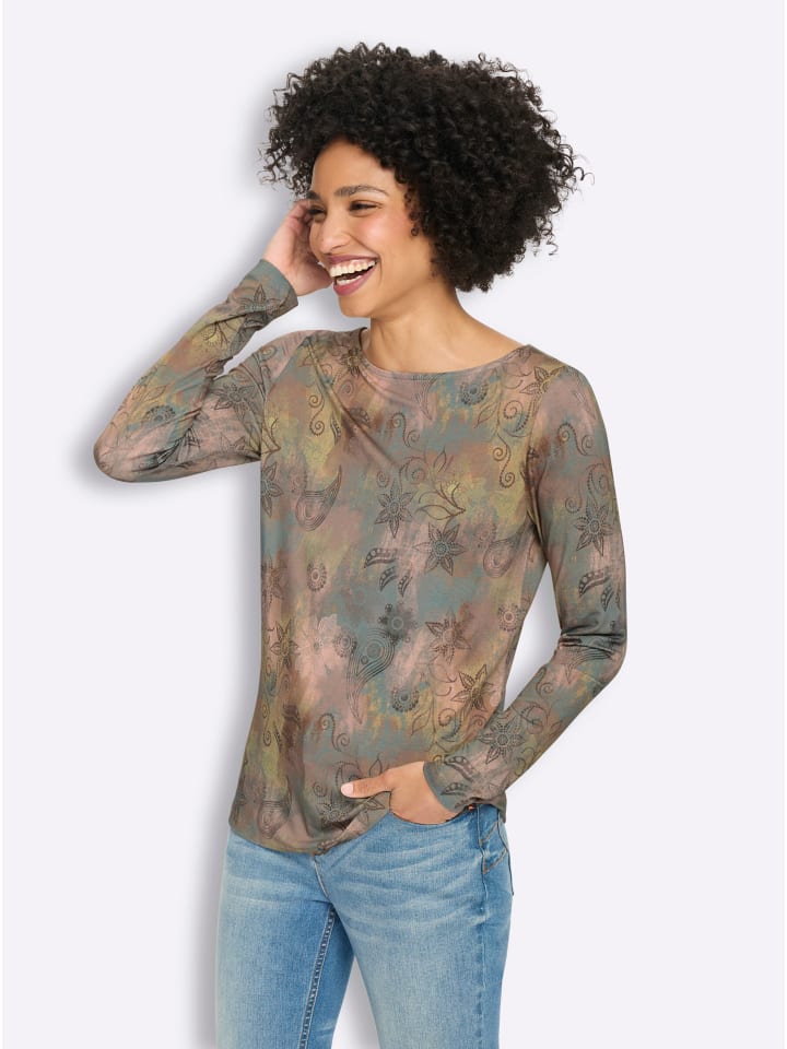 Druck-Shirt in jade-graphit-bedruckt