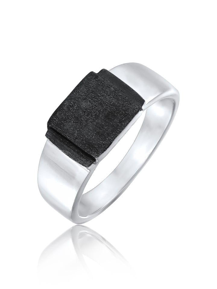 Ring 925 Sterling Silber Siegelring in Schwarz