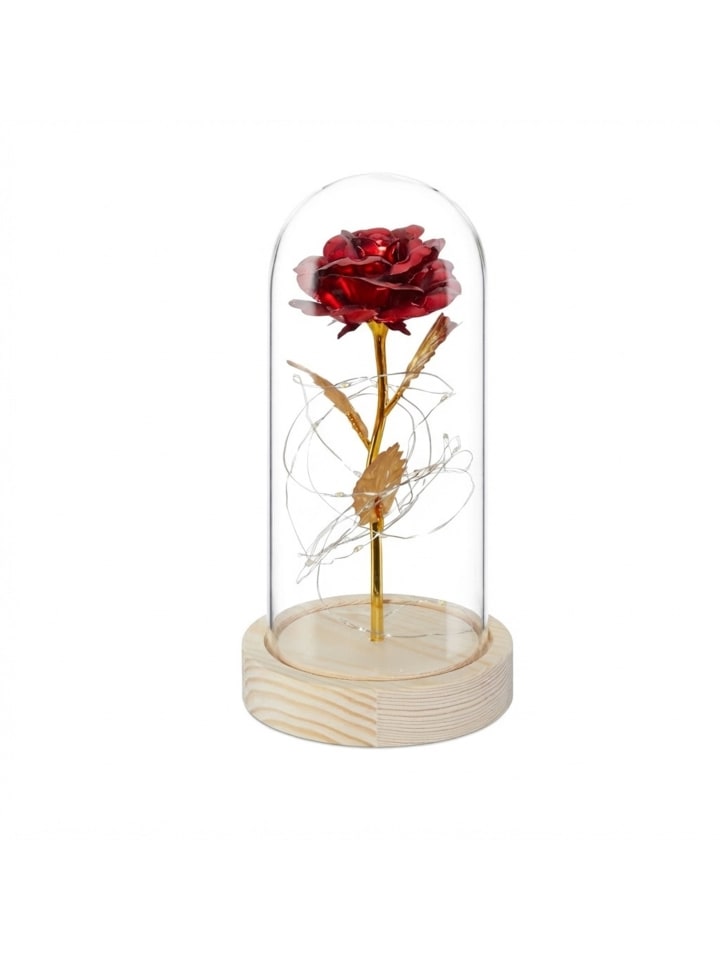 Ewige Rose in Rot/ Gold - (H)22 x Ø11 cm