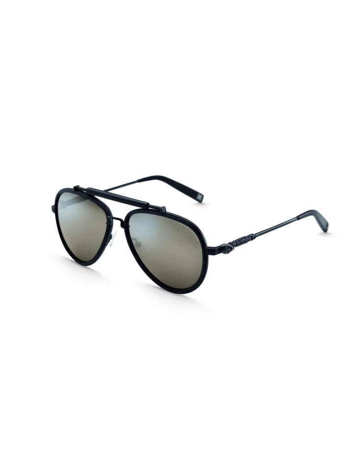 Sonnenbrille Harrison Pilot Totenkopf Verspiegelt in schwarz