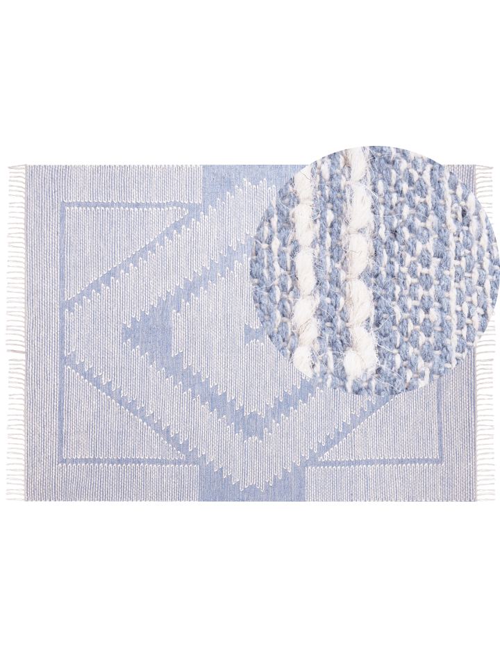 Kurzflor ANSAR in Blau/Weiß - (W) 160 x (L) 230 cm
