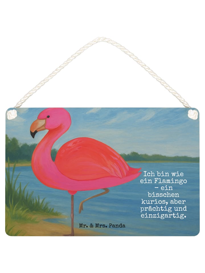 Wandtafel Flamingo Classic Design mit Spruch in Weiß