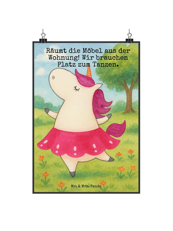 Plakat Einhorn Ballerina Design mit Spruch in Weiß