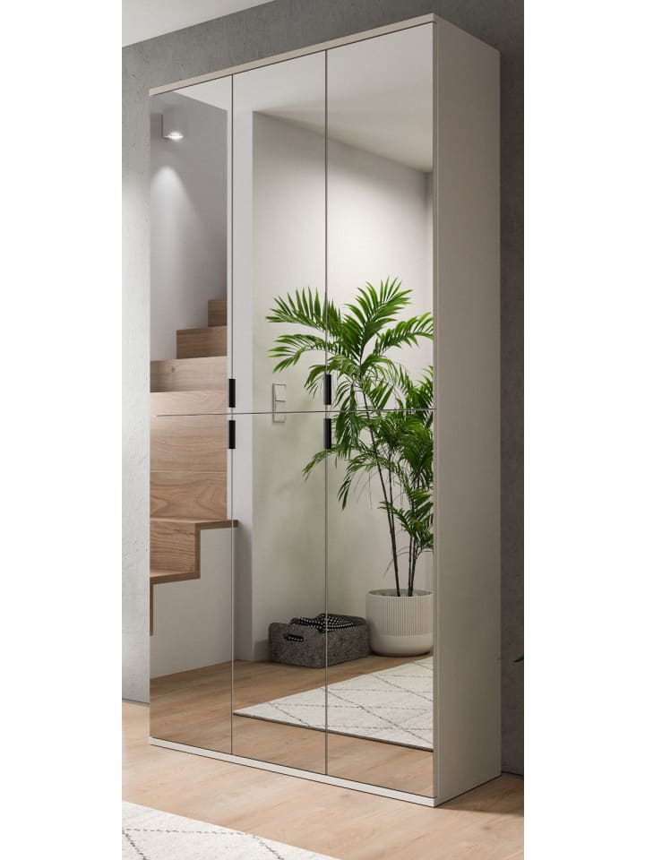 Garderobenschrank in kaschmir 91 x 193 cm, Schuhschrank mit Spiegel
