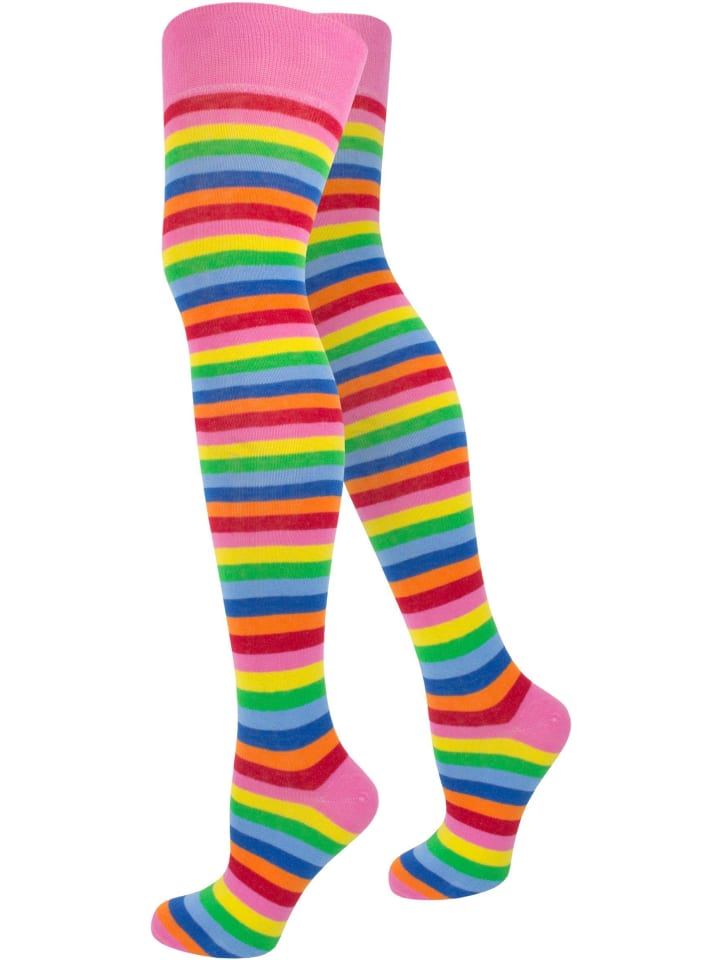 Overknees schmale Ringel in Bunt