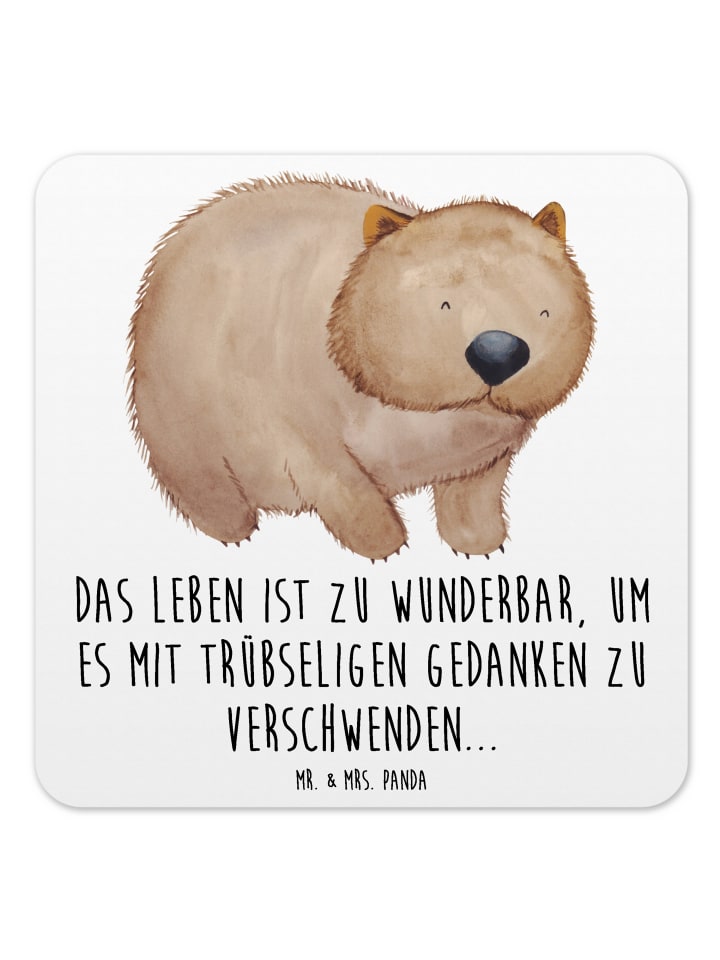 Getränkeuntersetzer Wombat mit Spruch in Weiß