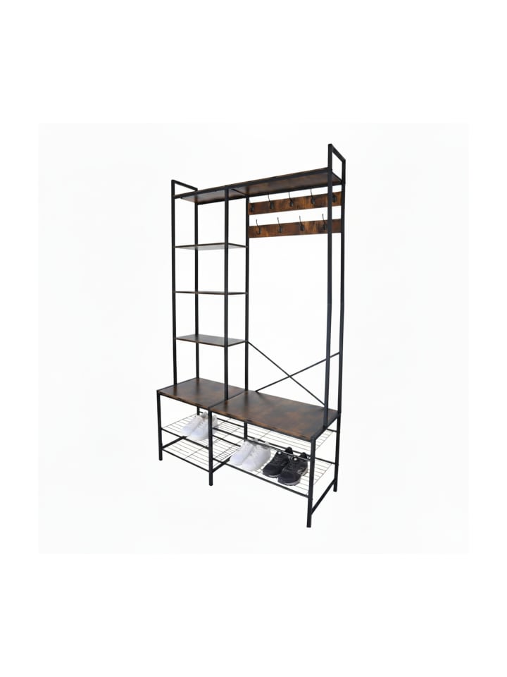 Garderobe in Schwarz/Dunkelbraun - (B)120 x (H)190 x (T)40 cm