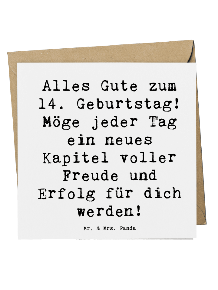 Deluxe Karte 14. Geburtstag mit Spruch in Weiß