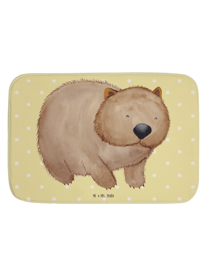 Badeteppich Wombat ohne Spruch in Gelb Pastell
