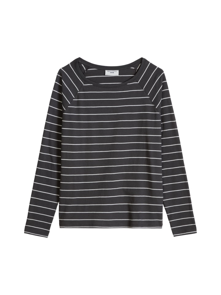 Gestreiftes Longsleeve relaxed in Dark Grey
