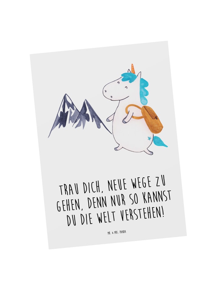 Grußkarte Unbekannte Orte erkunden mit Spruch in Weiß