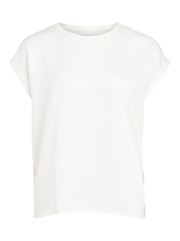 Satain Blusen T-Shirt Kurzarm Basic Top Glänzend VIELLETTE in Weiß