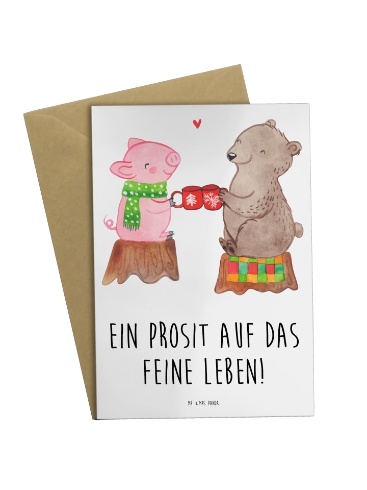 Grußkarte Glühschwein Sause mit Spruch in Weiß