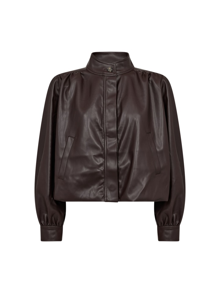Jacke mit hohem Kragen und Knopfverschluss in Chocolate Plum