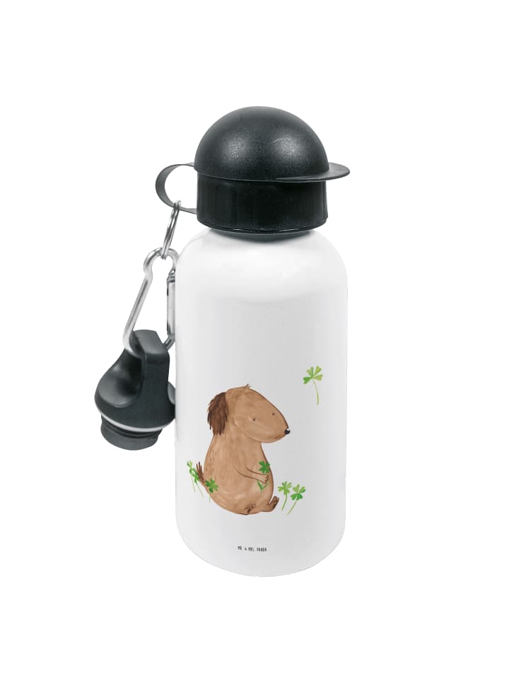 Flasche To Go Hund Kleeblatt ohne Spruch in Weiß