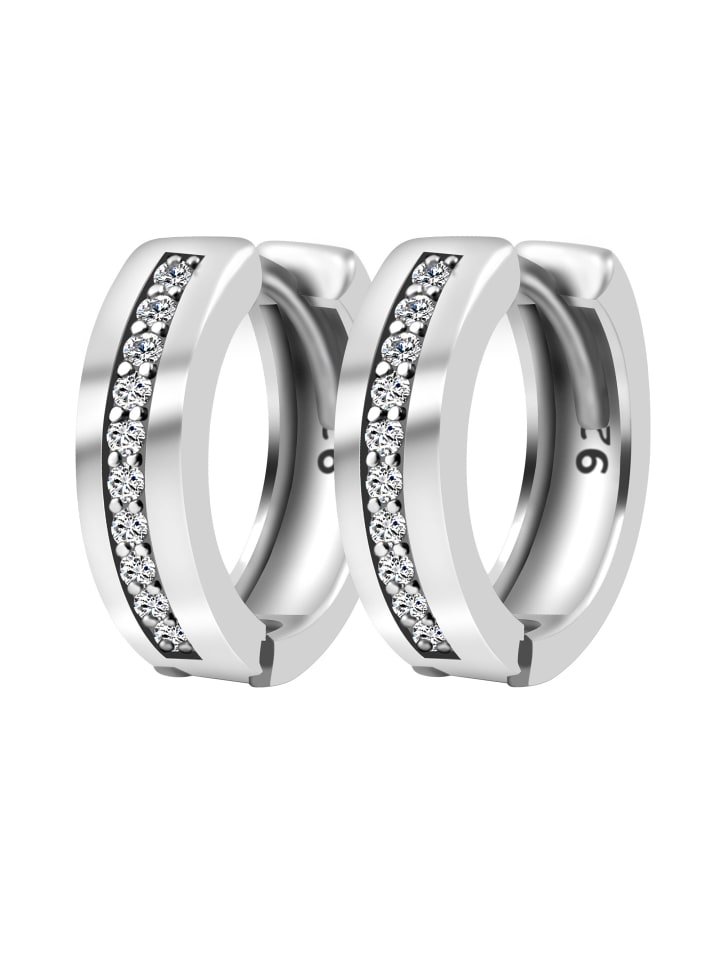 Damen Creolen aus 925 Silber mit Zirkonia in silber