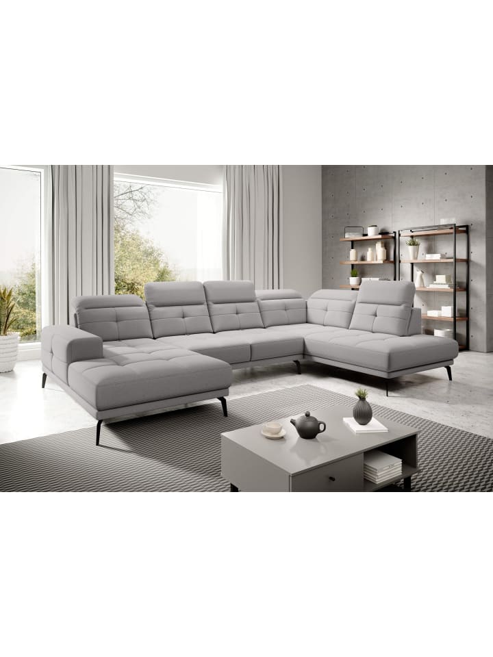 Brita Recamiere Rechts in Mausgrau -  (L) 205 x (B) 350 x (H) 107 cm