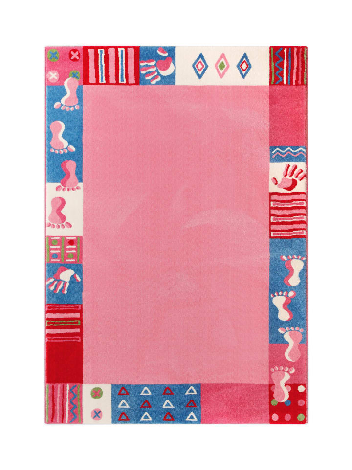 Teppich "Roundly hands & Feet" in Pink/Rot/Blau/Weiss