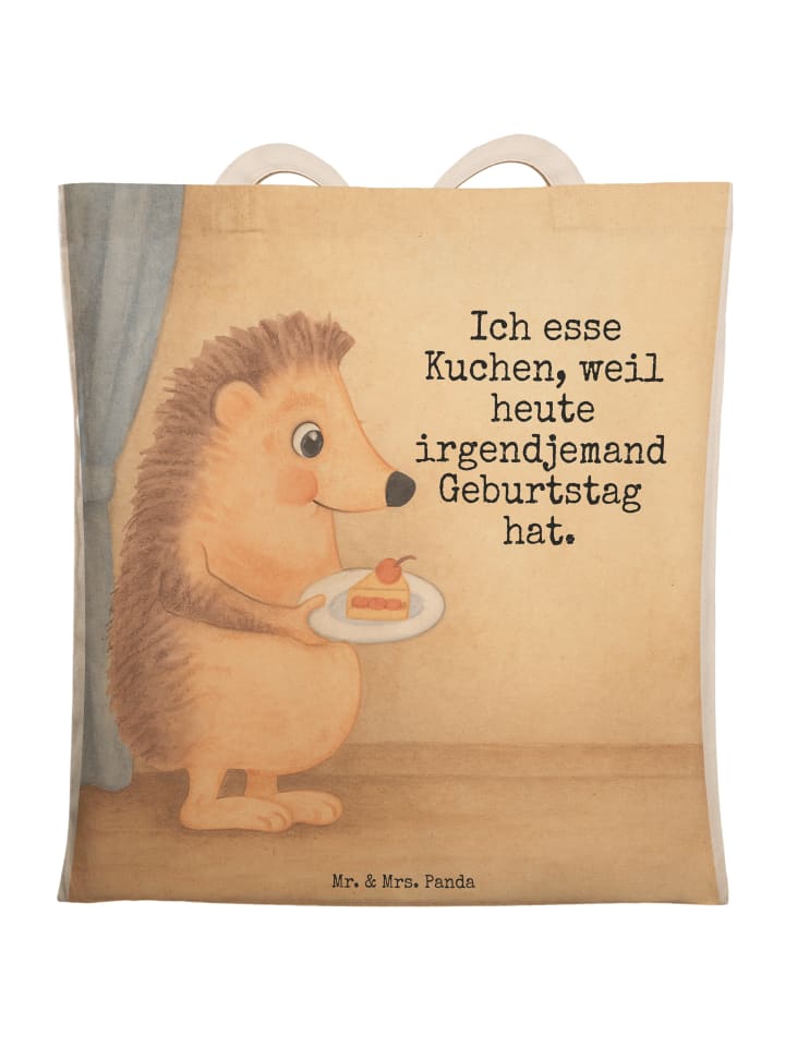 Tote Bag Igel Kuchenstück Design mit Spruch in Weiß