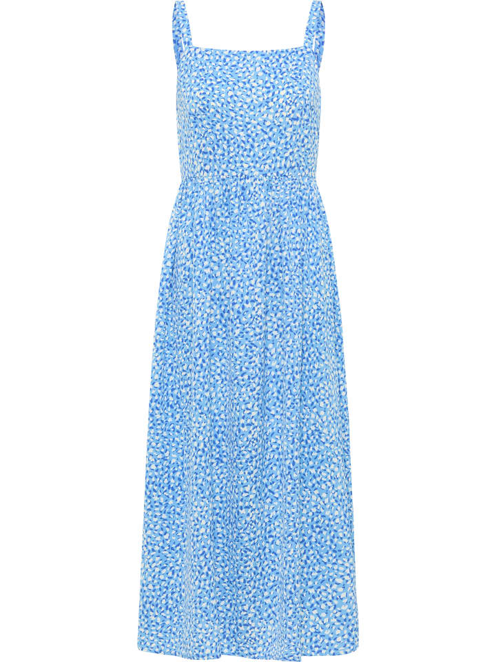 Damen Maxikleid Mit Allover-Print in Blau Weiss