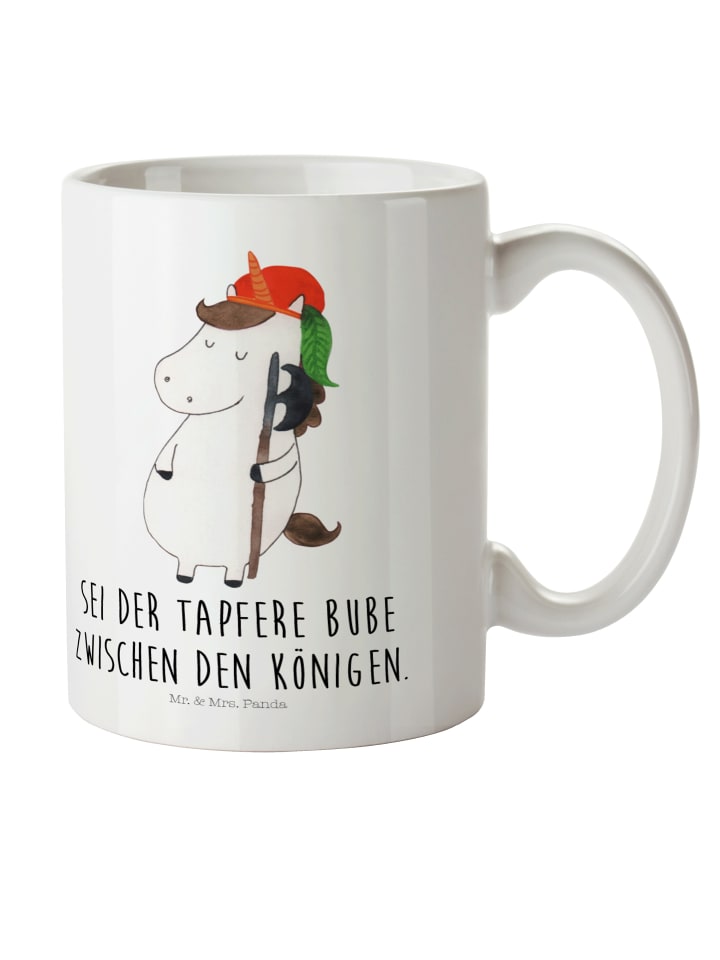 Plastikbecher Einhorn mit Spruch in Weiß
