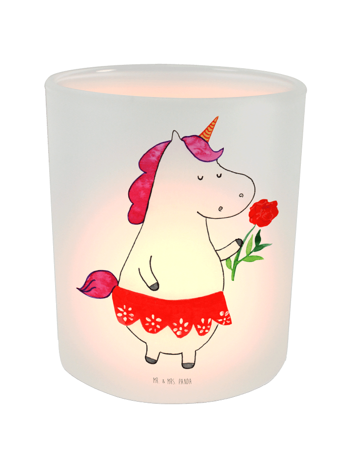 Windlicht Glas Einhorn Dame ohne Spruch in Transparent