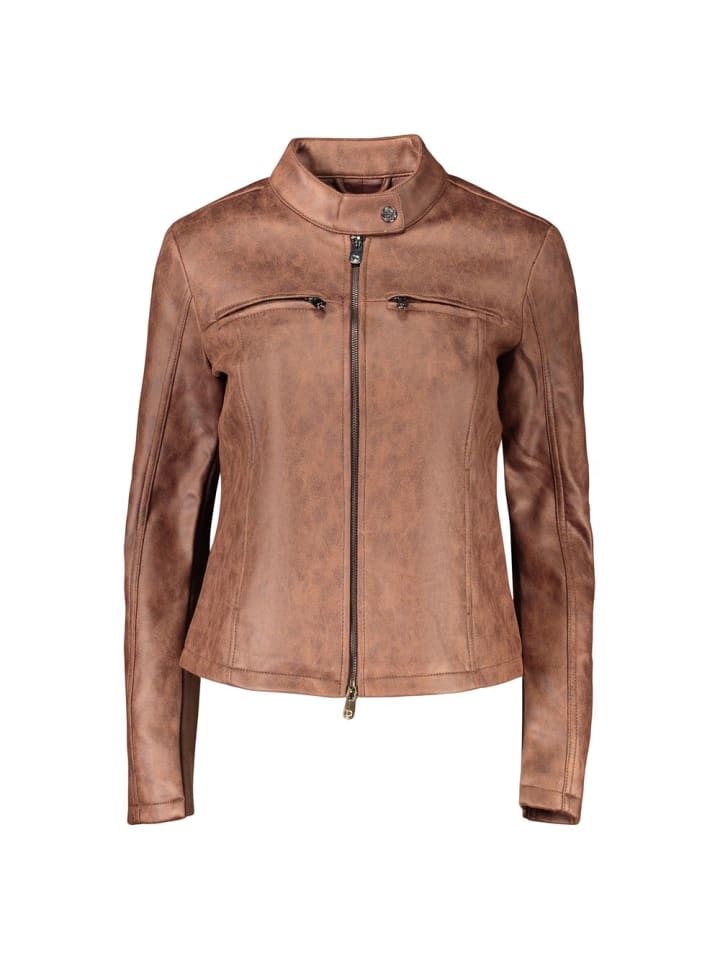 Braun Polyester Damen Bikerjacke