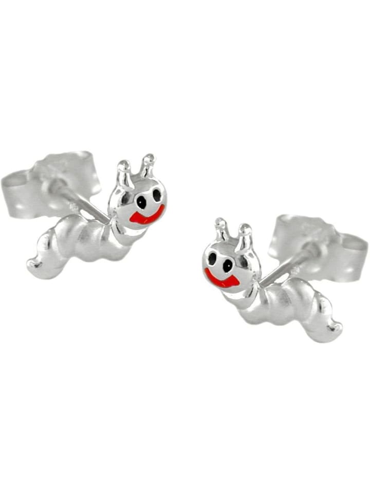 Ohrstecker Ohrring 8x3mm Kinderohrring kleiner Wurm matt-glänzend Silber 925 in silber