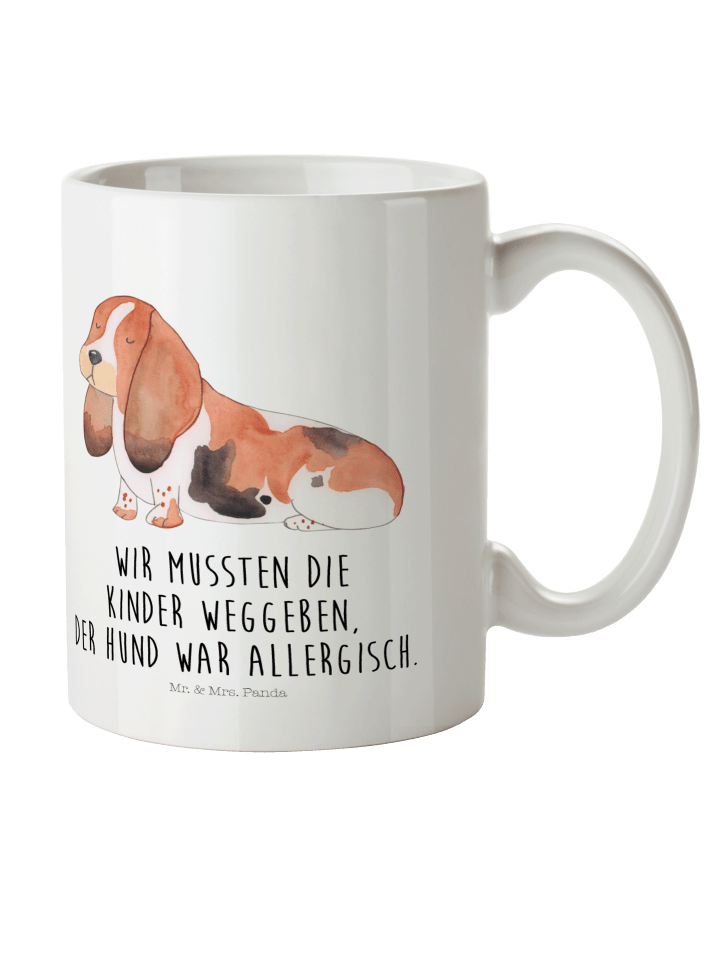 Kinderpott Hund Basset Hound mit Spruch in Weiß