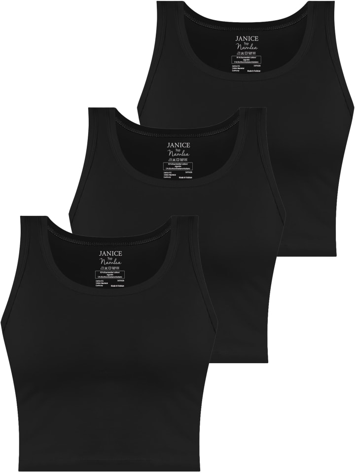 3 x Damen crop Top Namlea in Schwarz
