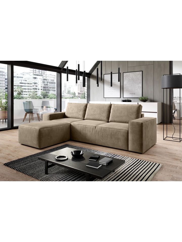 Rush Recamiere Links in Braunbeige - (L) 302 x (B) 302 x (H) 95 cm