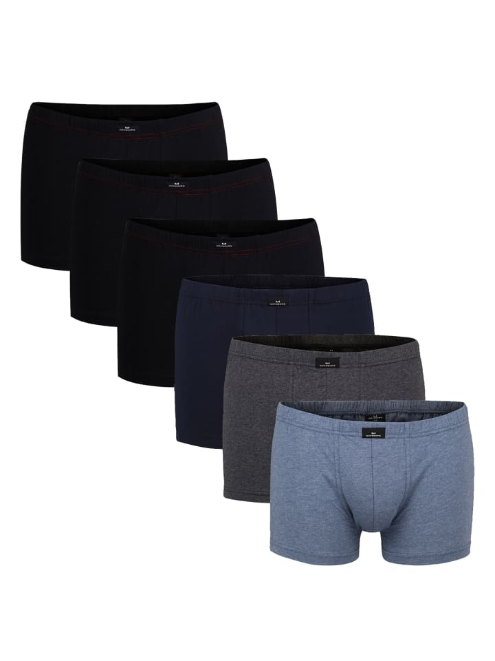 Boxershort 6er Pack in Schwarz/Blau/Grau