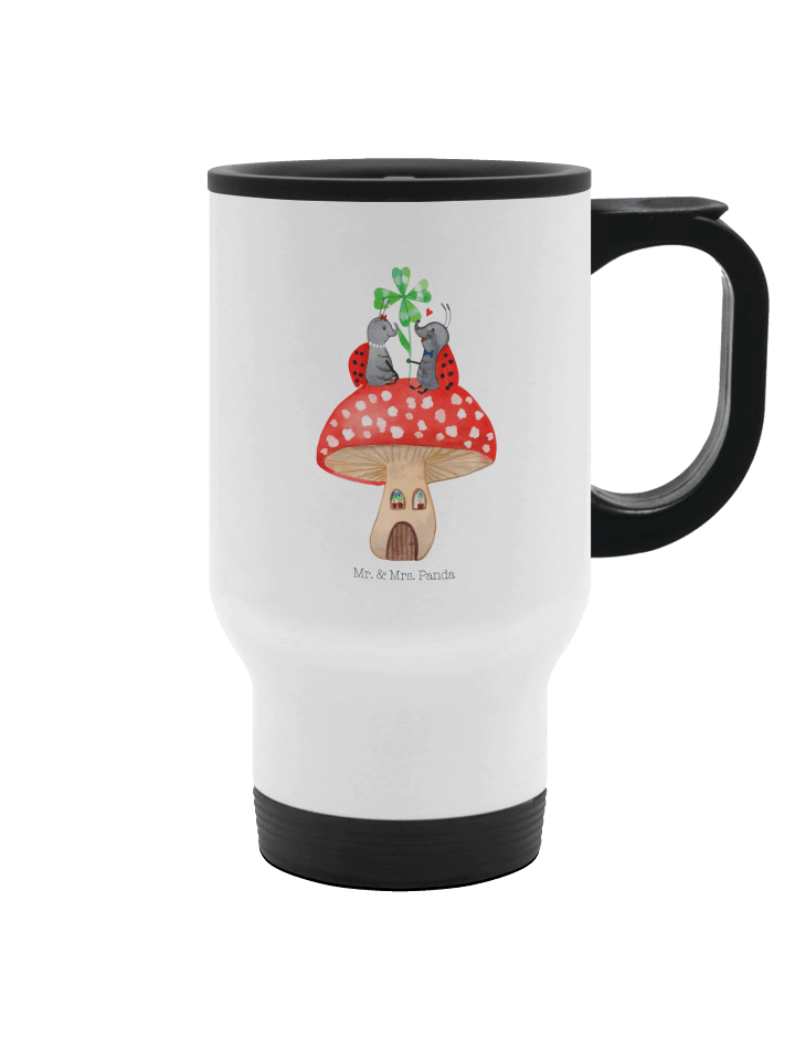 Thermotasse Marienkäfer Fliegenpilz ohne Spruch in Weiß
